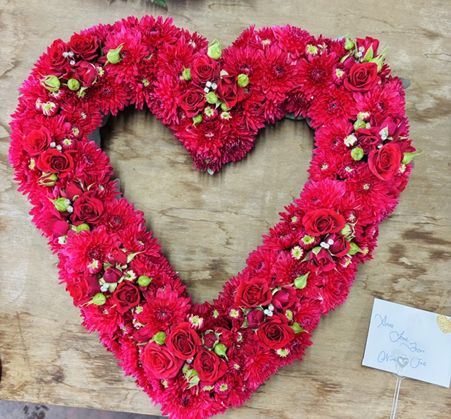 Heart-shaped floral tribute